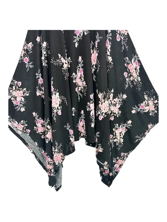 American Rag Handkerchief Dress Womens Small Floral Black Smocked Cottagecore - Picture 4 of 9